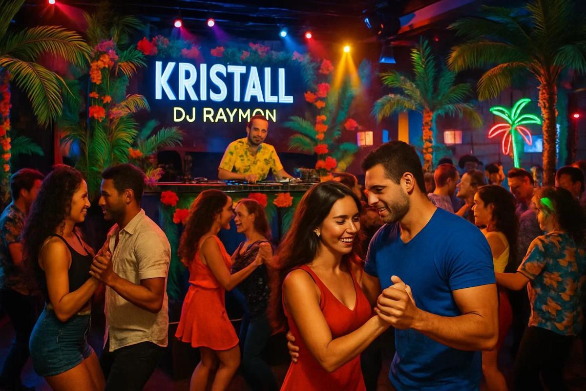 Salsa med DJ Raymon pĂ„ Kristall La Terraza đđșđŽ