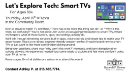 Ages 18+ Let's Explore Tech: Smart TVs