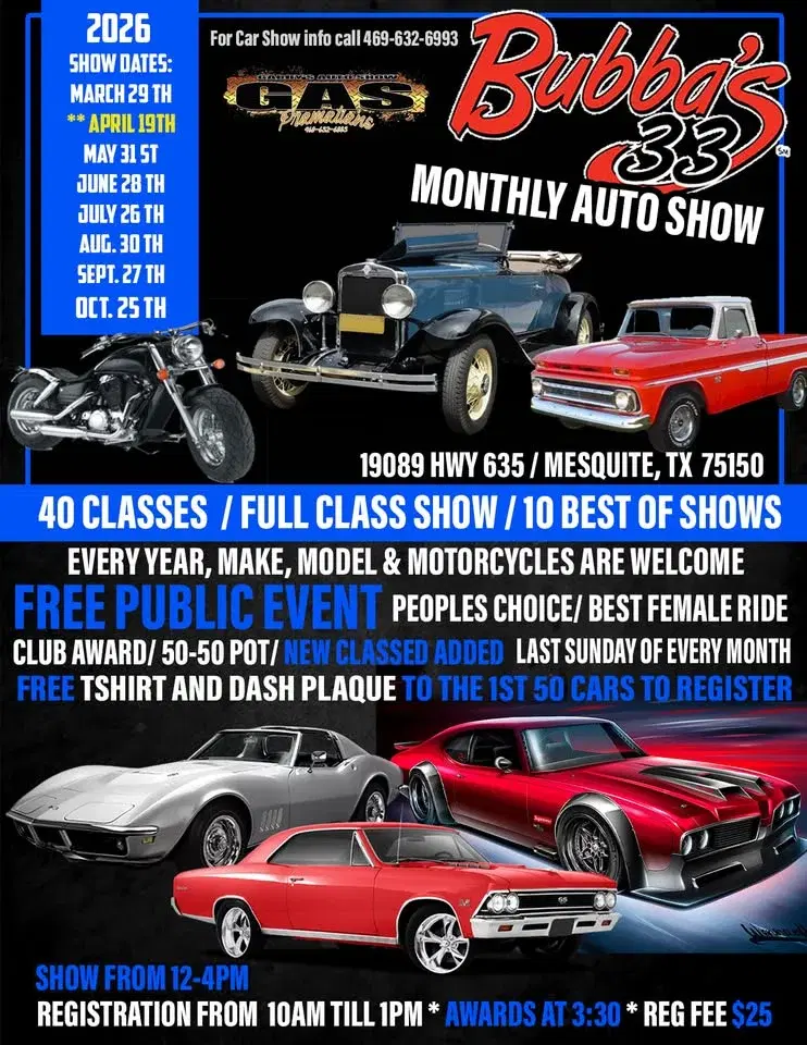 Bubbas 33 Monthly Car Show - Last Sunday of the Month