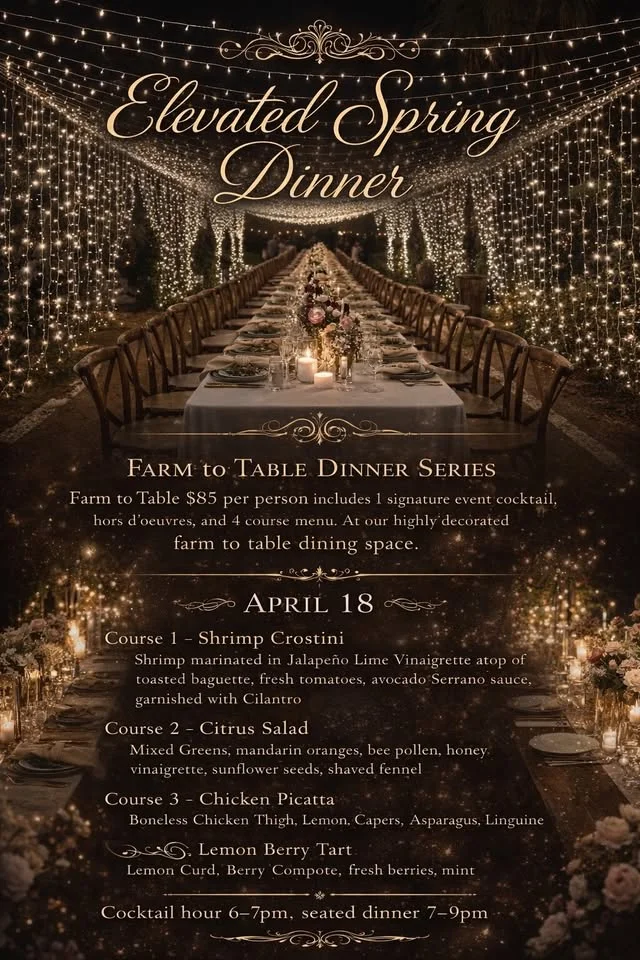 Hive to table- elevated farm to table dining experience