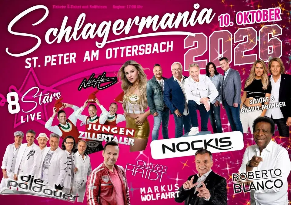Schlagermania 2026 - 8 Stars Live mit Nockis, Paldauer, Juzi,..
