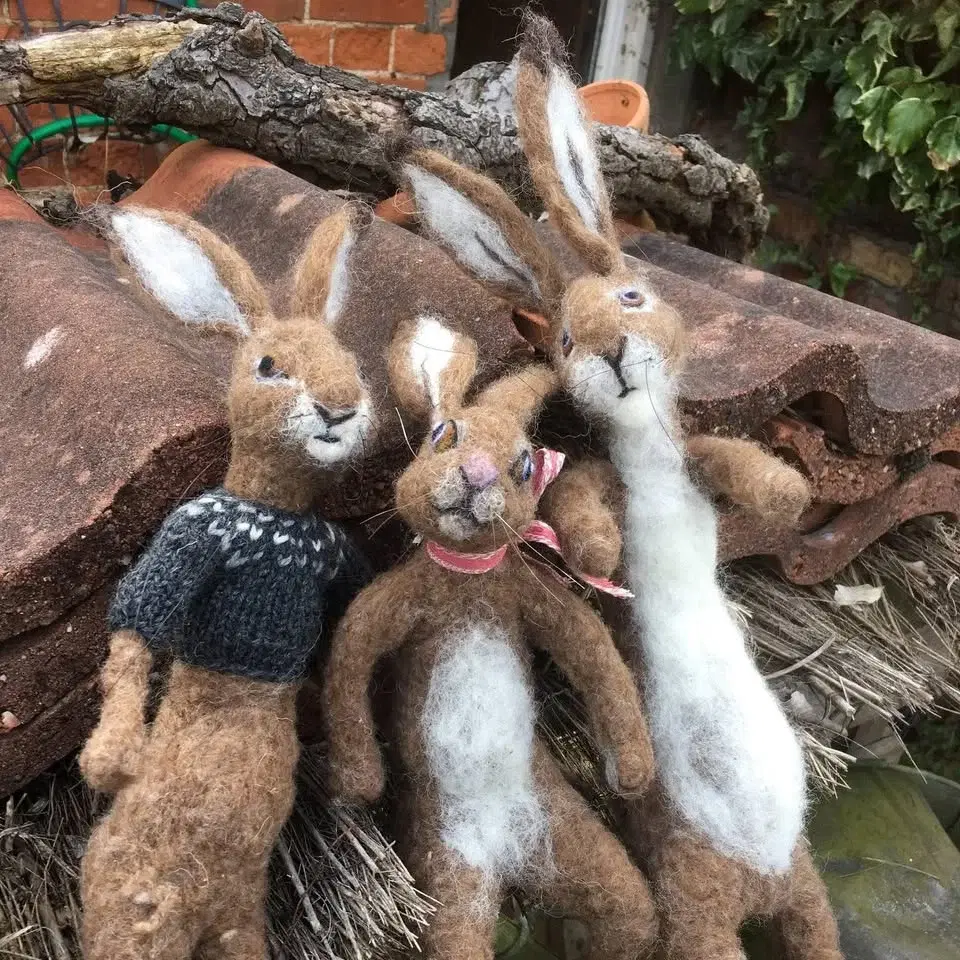 Needle Felted Sitting Hares with Eve Marshall