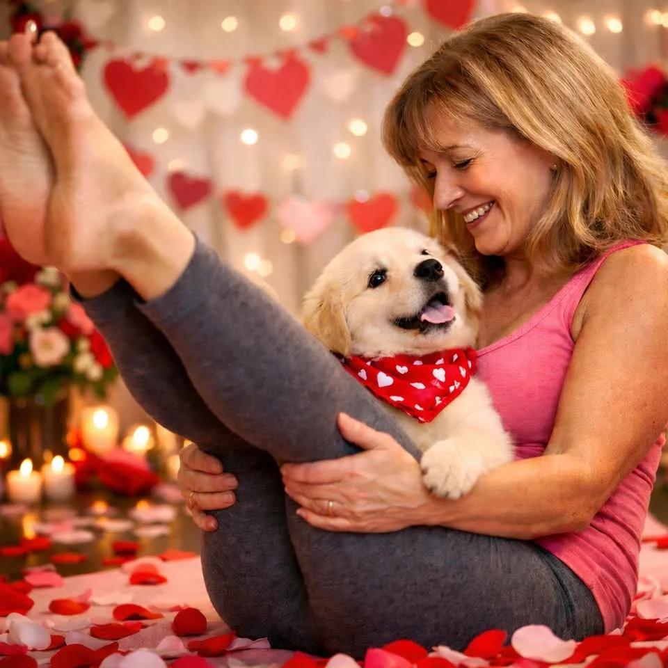 Valentine's Day Puppy Yoga