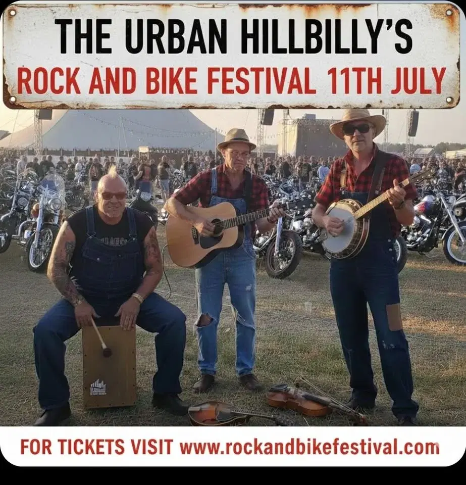 THE URBAN HILLBILLY'S AT ROCK AND BIKE FESTIVAL SATURDAY 11TH JULY 2026 (TIME TBC)