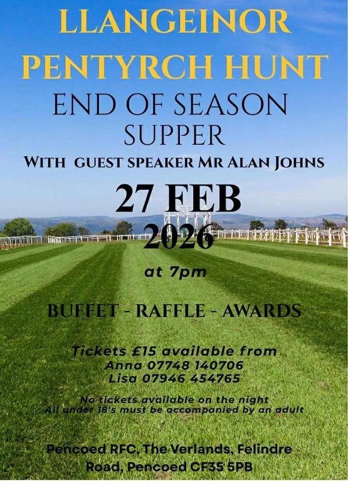 Llangeinor Pentyrch End of Season Supper - with guest speaker Alan Johns