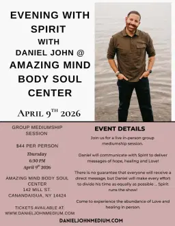 Group Mediumship Event at Amazing Mind Body Soul 4/9/26!