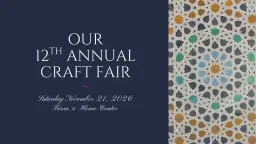 Save the Date! 12th Annual Holiday Craft Fair