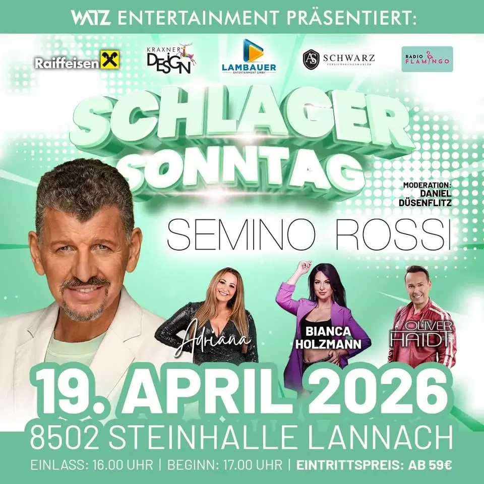 SCHLAGER SONNTAG | Steinhalle Lannach am 19.04.2026