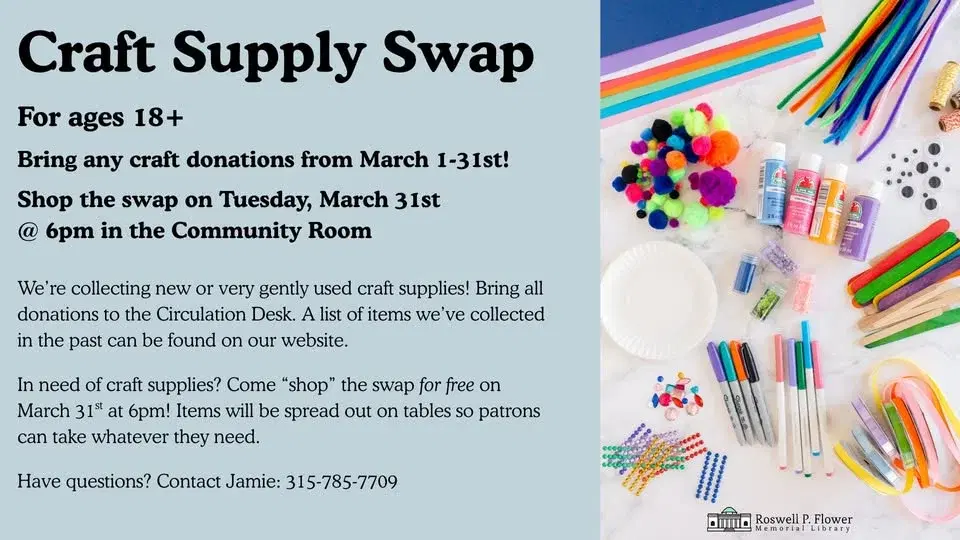 Ages 18+ Craft Supply Swap