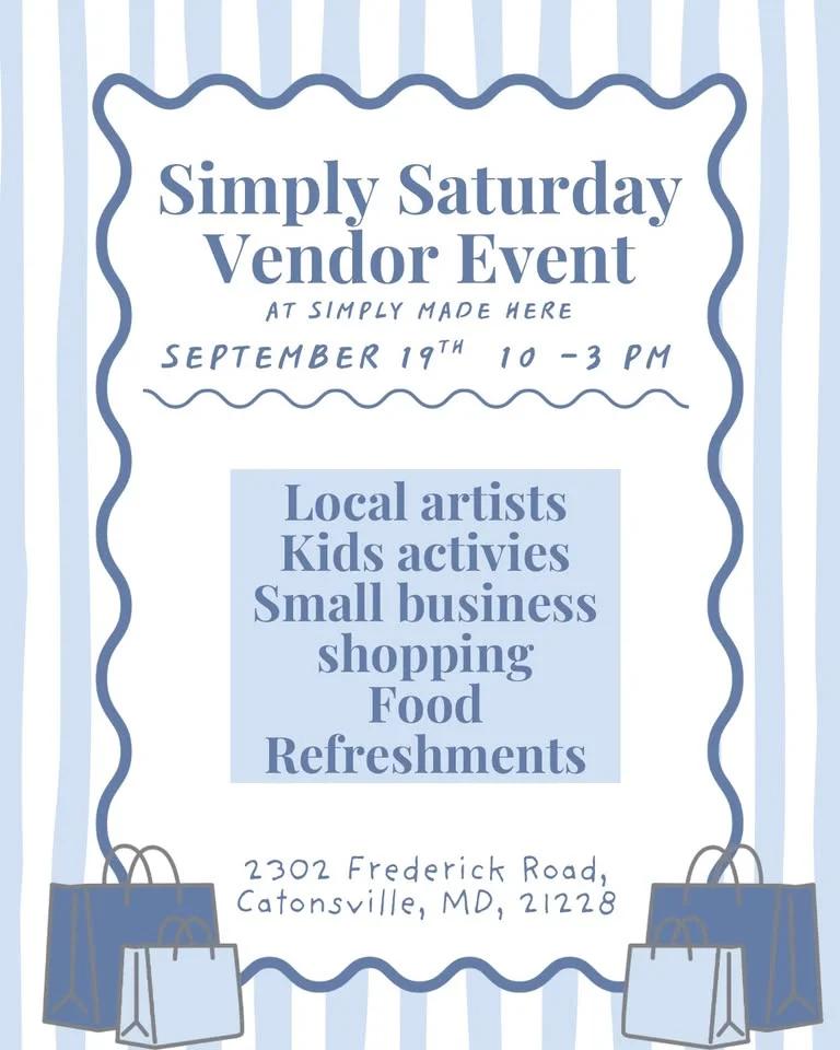 Simply Saturday Vendor Event 9/19