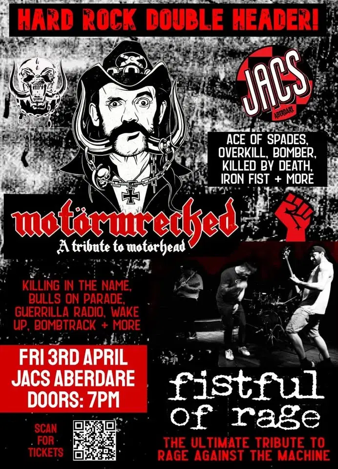 Motorwrecked (Motorhead) + Fistful of Rage (Rage Against the Machine) @ Jacs Aberdare