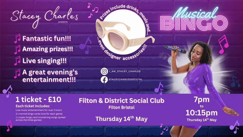 Midweek Musical Bingo at Filton & District Social Club (Bristol) - Thursday 14th May 7pm