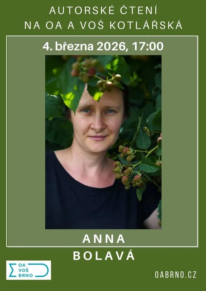 Anna Bolavá – autorské čtení na OA a VOŠ Kotlářská