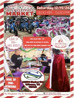 2026 Local Vendor Christmas Market | 2nd Annual FREE BIKE GIVEAWAY