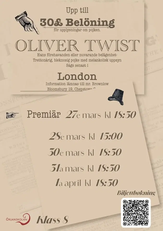Klass 8 presenterar Oliver Twist!