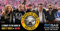 Appetite For Voltage - Guns N' Roses & AC/DC Tribute at BIGBAR 6-10PM!