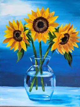 Sip & Paint "Sunflowers in Blue"