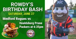 Rowdy's (Rogues Mascot) Birthday Bash - vs Prune Packers