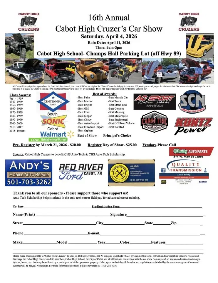 16th Annual Cabot High Cruzer's Car Show