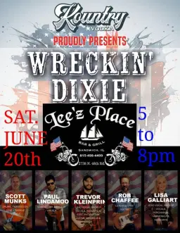 Wreckin' Dixie band rocks Lee'z Place County Style on SAT. JUNE 20th 2026 5-8pm