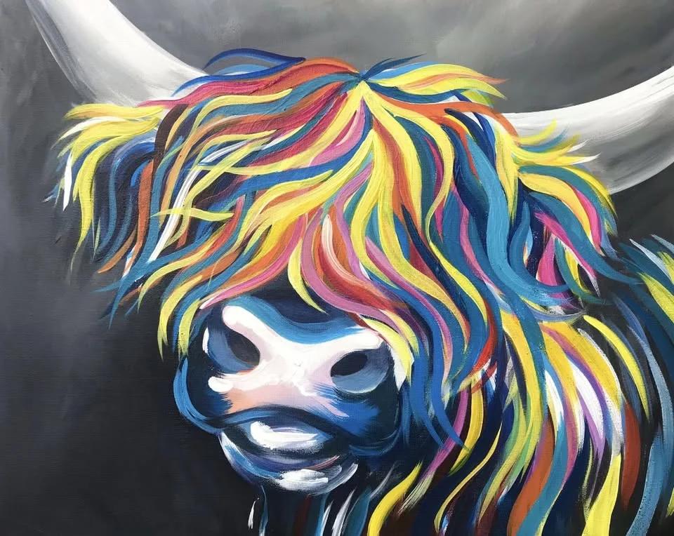 Paint the fab 'Funky Moo' in Farnborough with Chanell