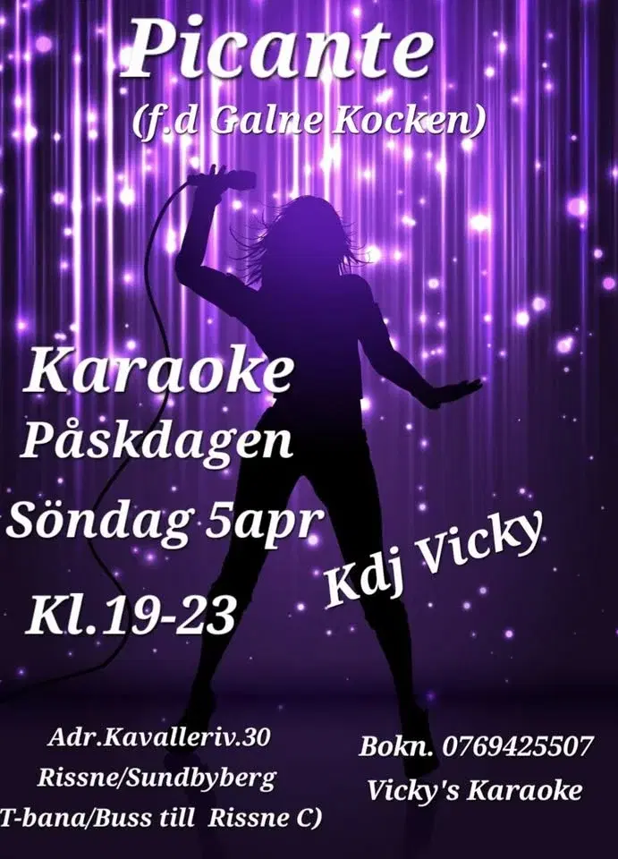 Karaoke Påskdagen söndag 5apr kl 19-23 på Picante I Rissne C