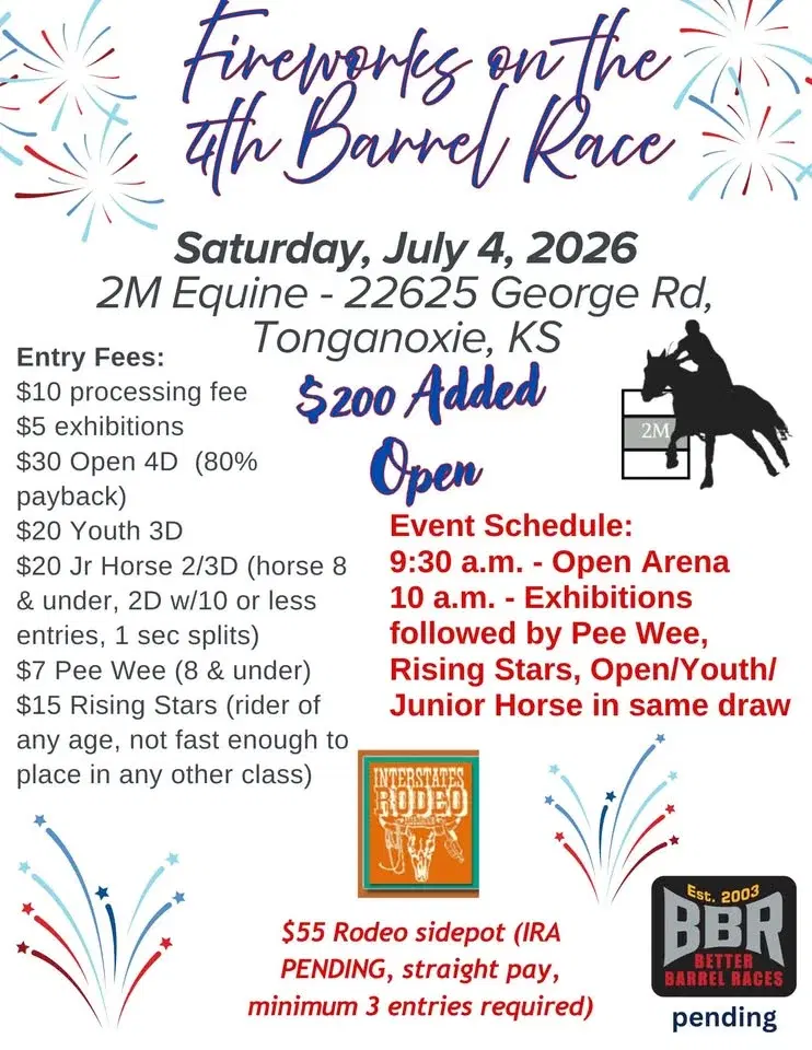 Fireworks on the Fourth! $200 added Barrel Race