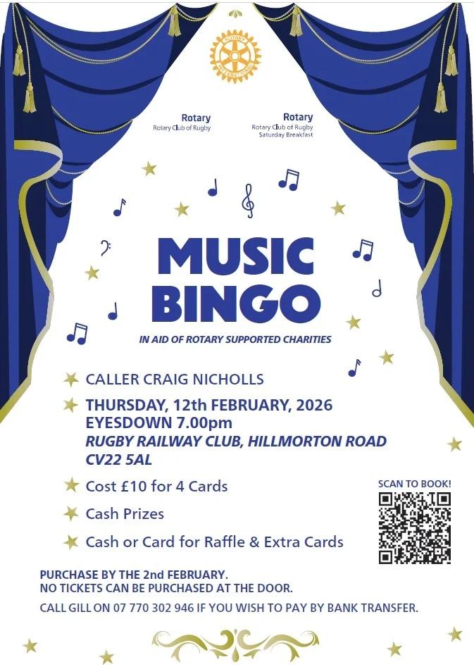 Music Bingo - Charity Fundraising Event - The Rotary Club of Rugby