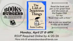 Books Burgers and Brews: The List of Suspicious Things