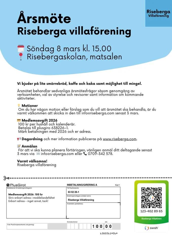 Årsmöte Riseberga Villaförening
