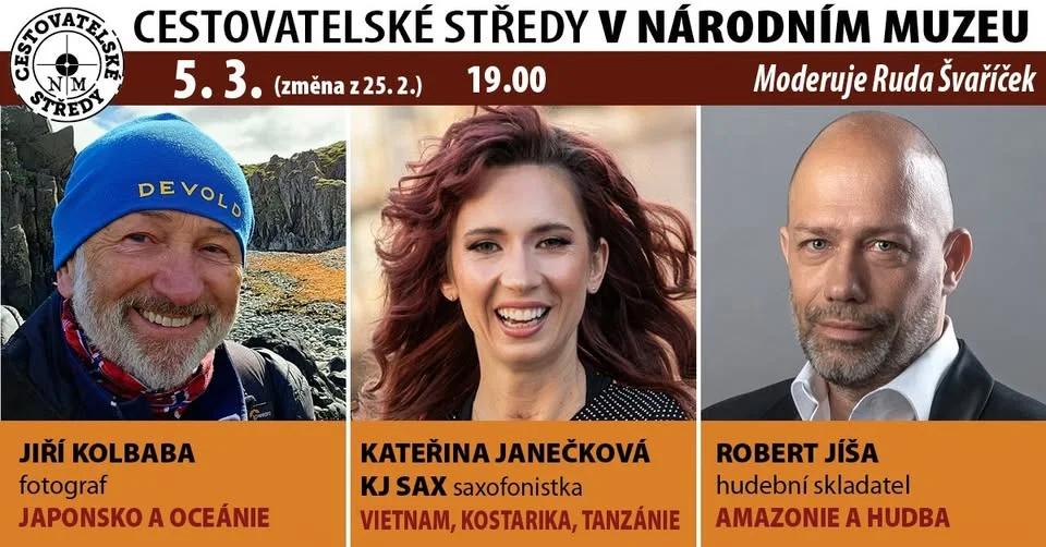 Cestovatelské středy v NM: Kolbaba, Janečková KJ SAX, Jíša
