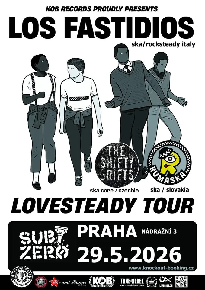 Los Fastidios (it) ska/rocksteady, Rumaska (sk) ska a The Shifty Grifts (cz) ska/core v Subzero