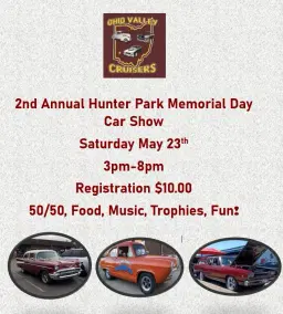 Ohio Valley Cruisers Present!- 2nd Annual Hunter Park Memorial Day Car Show