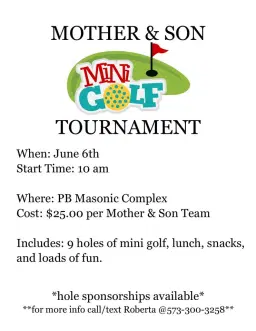 1st Ever Mother & Son Mini Golf Tournament