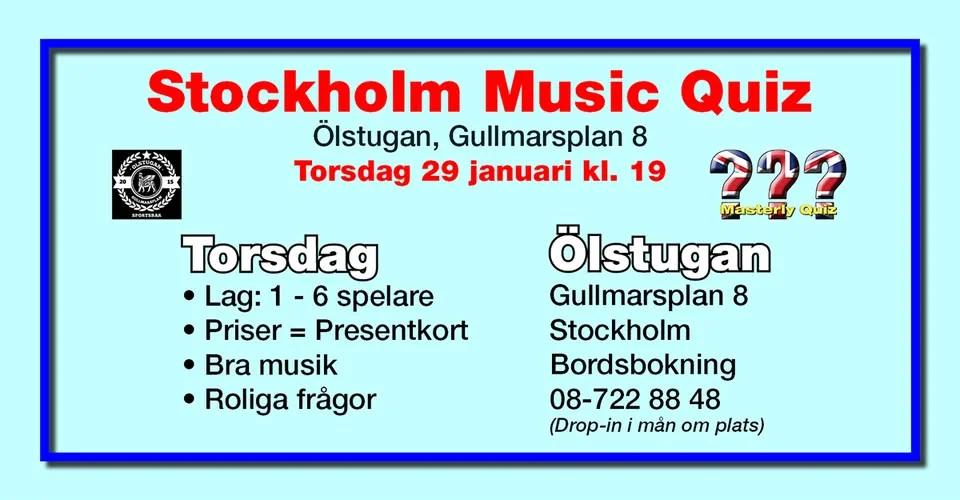 Stockholm Music Quiz - Ölstugan, Gullmarsplan 8