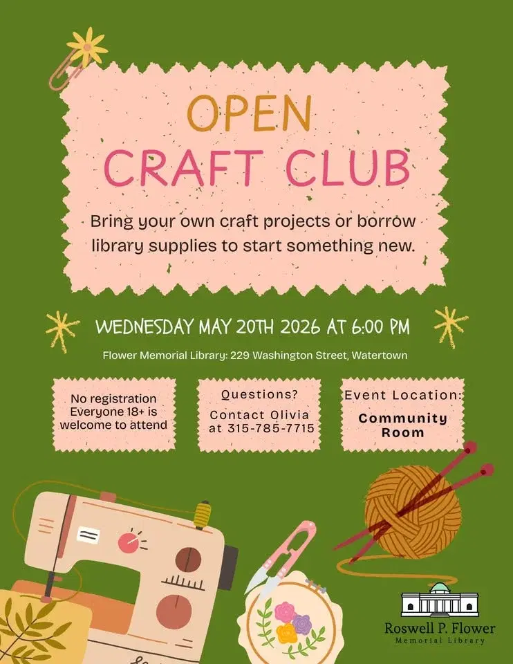Ages 18+ Open Craft Club