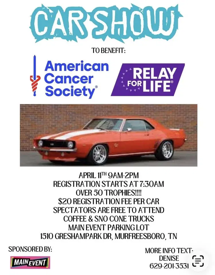 CAR SHOW!!!!! to benefit American Cancer Society