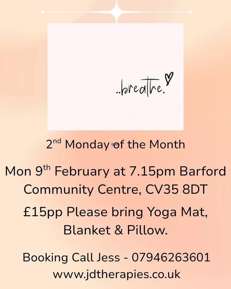 Just Breathe with Jess - Barford Community Centre, Barford, Warwickshire 💜