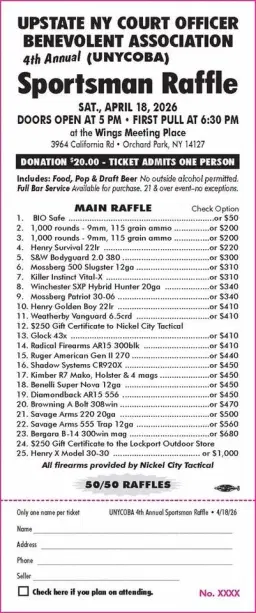 4th Annual UNYCOBA Sportsman Raffle