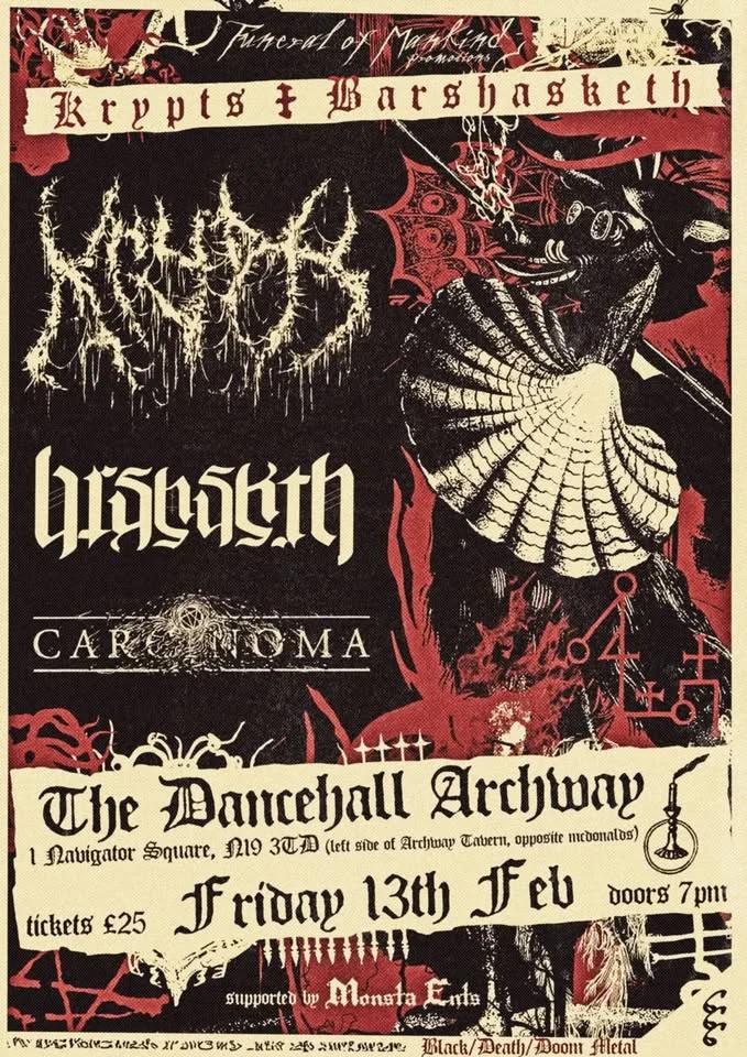 KRYPTS, BARSHASKETH, CARCINOMA @ Archway Tavern