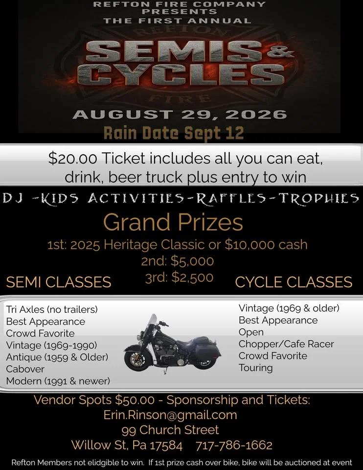 Refton Fire Company 1st Annual SEMIS & CYCLES