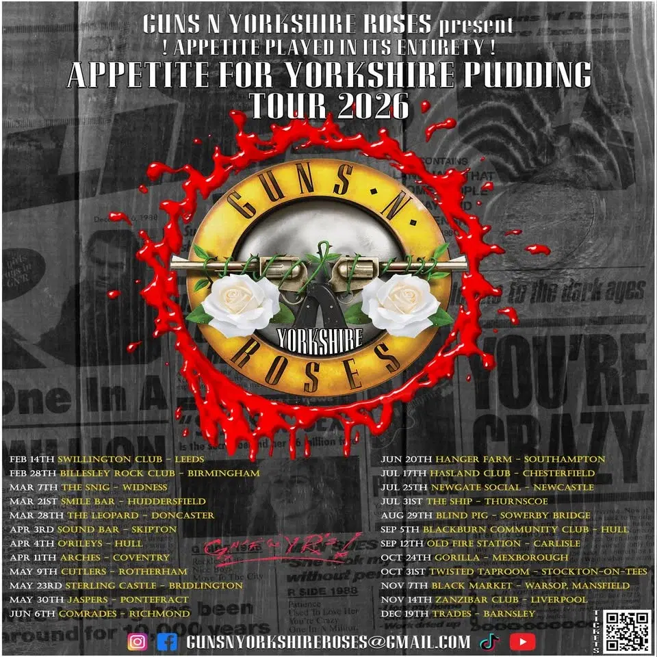 GUNS N YORKSHIRE ROSES - Appetite For Yorkshire Puddings Tour 26' - The Sound Bar - Skipton