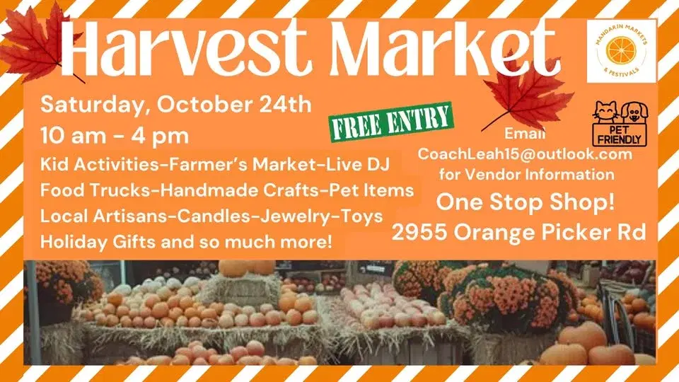 10/24 FREE Harvest Market at Mandarin Markets