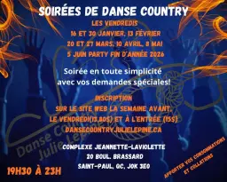 Soirée Danse Country Julie Lépine party de fin d’année!