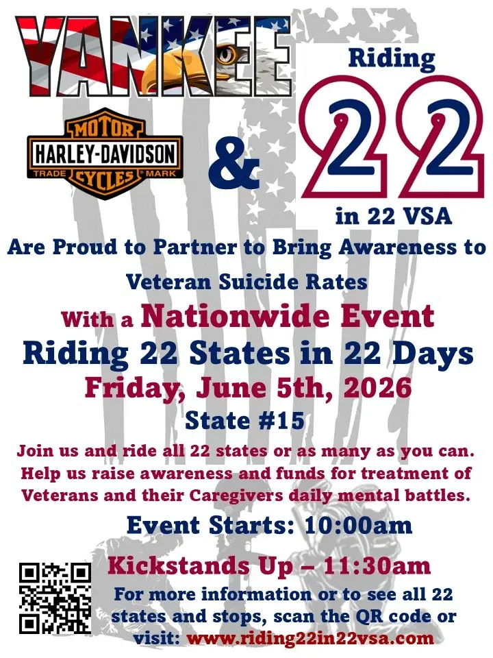 Riding 22 States in 22 Days Benefit Ride - State 15 - Yankee Harley-Davidson