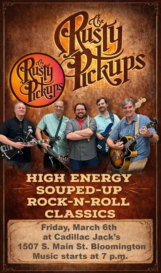 The Rusty Pickups rockin' Cadillac Jack's Saturday, March 28th, 7pm