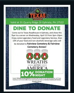 Texas Roadhouse Wreaths Across America event