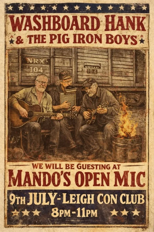 Leigh Con Club Open Mic with Washboard Hank & The Pig Iron Boys Guesting