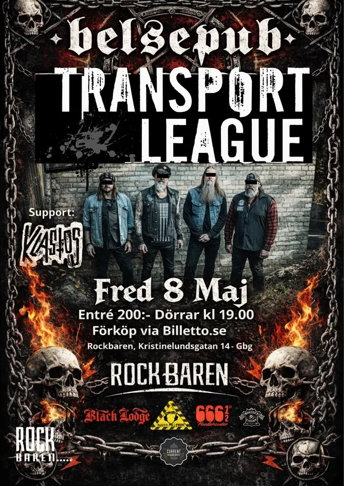 Belsepub: Transport League. Support: Klastos