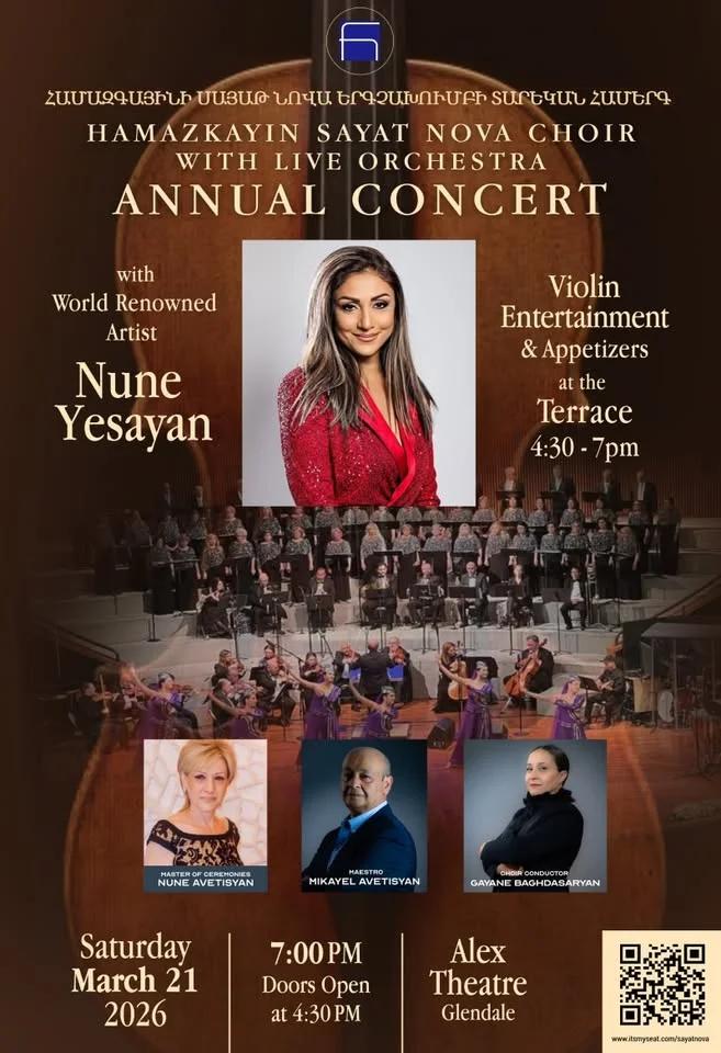 Hamazkayin Sayat Nova Choir Annual Concert with Nune Yesayan